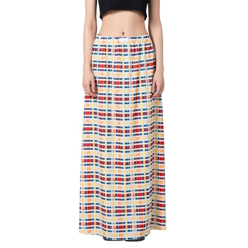 Women's Long Skirts Plaid Elastic Waist A-line Skirts Spring Summer Casual Skirts Streetwear Cotton Womenswear T-Shirts,...