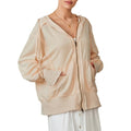 Women's Loose Hoodies Solid Color Long Sleeve Fall Jacket Casual Clothes Zip-Up Sweatshirts Coat T-Shirts | GrindPrints.com