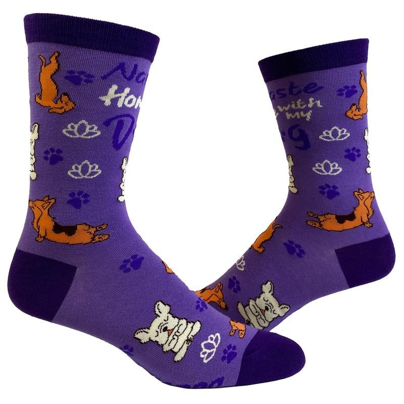 Women's Namaste Home With My Dog Socks Funny Introvert Yoga Pet Puppy Animal Lover Footwear Funny Graphic Socks...