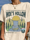 Women's National Forest Print Round Neck Tee, Trendy Casual Short Sleeve T-shirt for Daily Wear, Ladies Summer, Top...