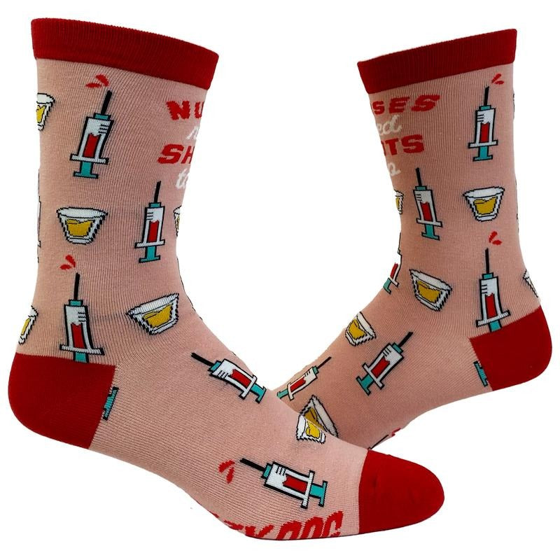 Women's Nurses Need Shots Too Socks Funny Drinking Graphic Novelty Footwear Funny Graphic Socks Comfortable Fitted...