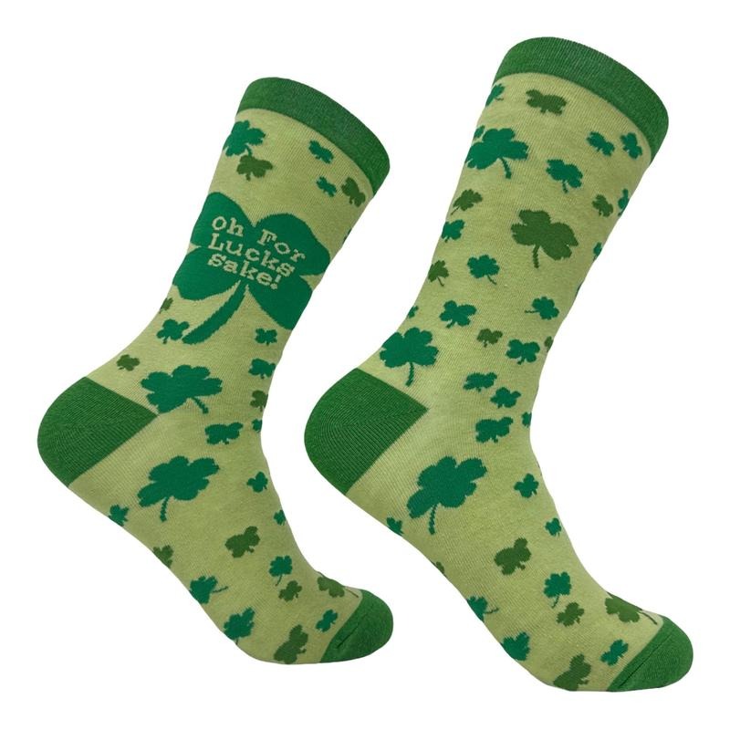 Women's Oh for Lucks Sake Socks Funny St Paddys Day Shamrock Footwear Funny Graphic Socks Comfortable Fitted Spandex...