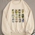 Women's Pickle Jar Print Drop Shoulder Sweatshirt, Casual Long Sleeve Round Neck Pullover for Fall & Winter, Women's...
