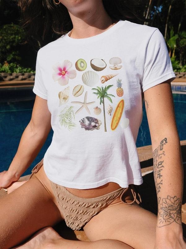 Women's Plain Off Shoulder Crop Tee, Casual Slim-fitting Short Sleeve T-shirt, Ladies Summer Clothes for Daily Wear,...