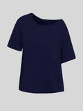 Women's Plain Off Shoulder Tee, Casual Short Sleeve T-shirt for Summer, Ladies Clothes for Daily Wear, Top Hoodie, Sweatshirt