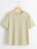 Plain Round Neck Casual Short Sleeve Crew Neck Summer Top Daily T-Shirts, Hoodie, Sweatshirt