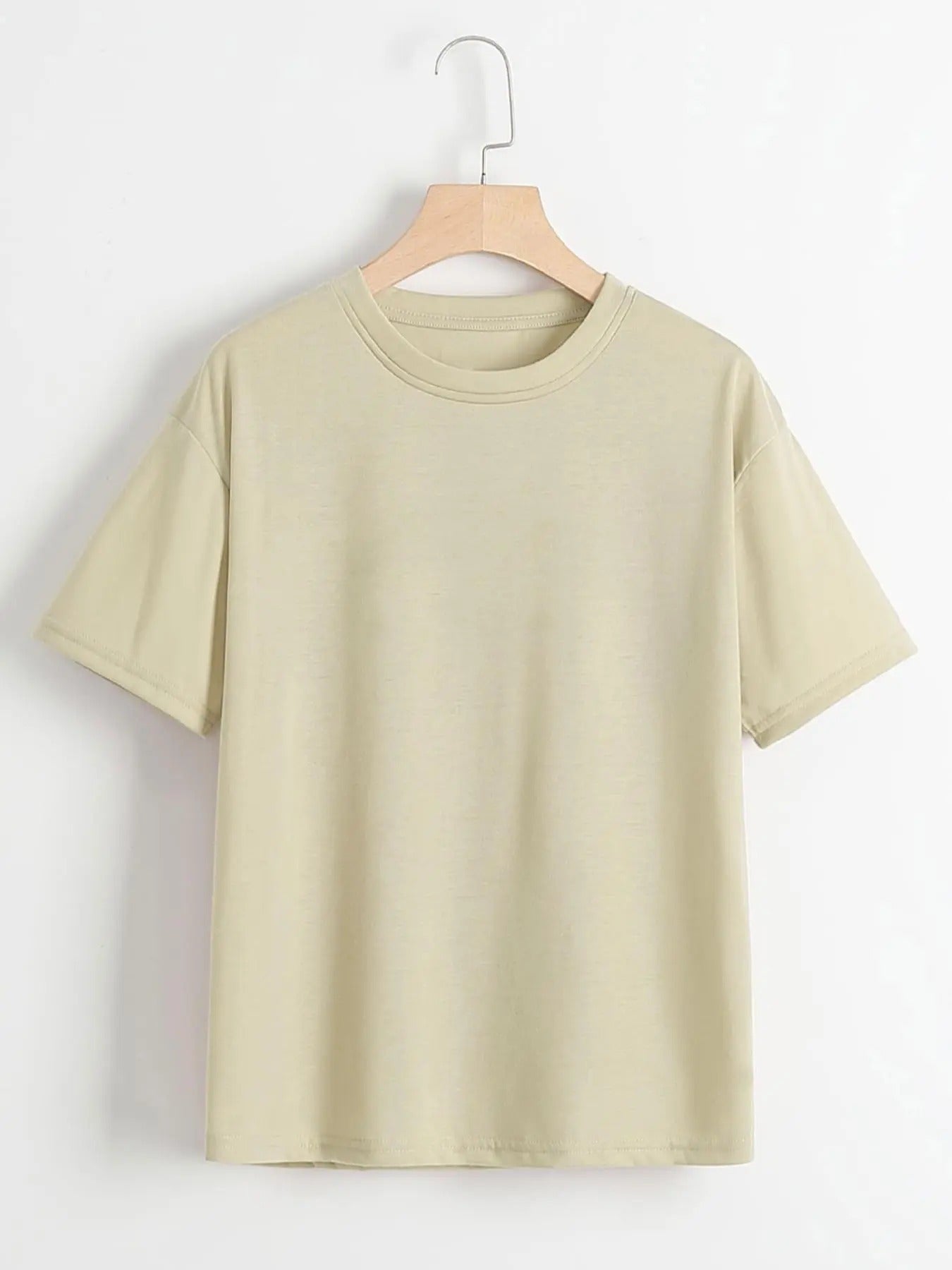 Plain Round Neck Casual Short Sleeve Crew Neck Summer Top Daily T-Shirts, Hoodie, Sweatshirt