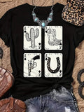 Women's Poker Print Round Neck Graphic Tee, Vintage Trendy Casual Short Sleeve T-shirt for Daily Wear, Ladies All Seasons...