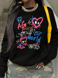 Women's Pop-Art Print Crew Neck Pullover, Fashion Casual Slight Stretch Sweatshirt for Daily Holiday Outdoor Wear, Ladies...