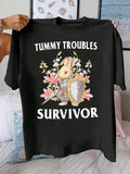 Women's Rabbit & Letter Print Round Neck Graphic Tee, Vintage Trendy Casual Flower Graphic Short Sleeve T-shirt for Daily...