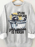 Women's Raccoon & Letter Print Round Neck Sweatshirt, Fashion Casual Crew Neck Long Sleeve Pullover for Daily Wear,...
