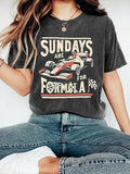 Women's Race Car Graphic Print Round Neck Tee, Fashion Casual Short Sleeve T-shirt, Ladies Summer Clothes for Daily Wear,...