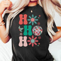 Women's Retro Ho Ho Ho Christmas Tee - Comfort Colors Graphic T-Shirt - Top, Womenswear Hoodie, Sweatshirt | GrindPrints.com