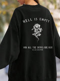 Women's Rose & Snake & Letter Print Crew Neck Pullover, Casual Fashion Long Sleeve Sweatshirt for Daily Wear, Ladies...