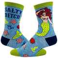 Women's Salty Bitch Socks Funny Mermaid Ocean Vacation Sea Hilarious Saying Footwear Funny Graphic Socks Comfortable...