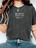 Women's Sassy Stay Salty Round Neck Graphic Tee, Fashion Casual Crew Neck T-shirt for Daily Holiday Vacation Outdoor...