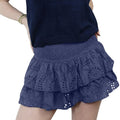 Women's Shirred Mini Skirt A-Line Pointelle High Waist Layered Ruffle Skirt for Summer Party Club Lady Womenswear...