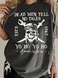 Women's Skull & Letter Print Round Neck Tee, Fashion Casual Crew Neck T-Shirt for Daily Holiday Vacation Outdoor Wear,...