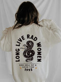 Women's Snakeskin & Letter Print Drop Shoulder Sweatshirt, Casual Long Sleeve Round Neck Pullover for Spring & Fall,...