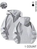 Women's Solid Drop Shoulder Zipper Hoodie, Casual Long Sleeve Hooded Sweatshirt for Fall & Winter, Women's Clothing for...