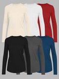 Women's Solid Long Sleeve Tee, Casual Basic Round Neck T-shirt for Fall & Winter, Women's Top for Daily Wear Hoodie,...