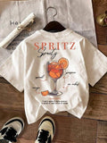 Women's Spirits Make Me Drink Graphic Round Neck Tee, Casual Short Sleeve T-shirt for Summer, Ladies Clothes for Daily...