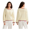 Women's Spring Autumn Knit Sweater Long Sleeve O Neck Heart Print Loose Knitwear T-Shirts, Hoodie, Sweatshirt
