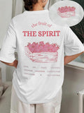 Women's Strawberry & Letter Print Round Neck Graphic Tee, Vintage Trendy Casual Short Sleeve T-shirt for Daily Wear,...