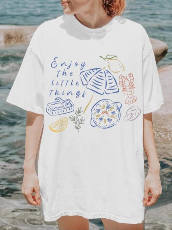 Summer Print Round Neck Casual Short Sleeve Summer Clothes Daily Top T-Shirts, Hoodie, Sweatshirt