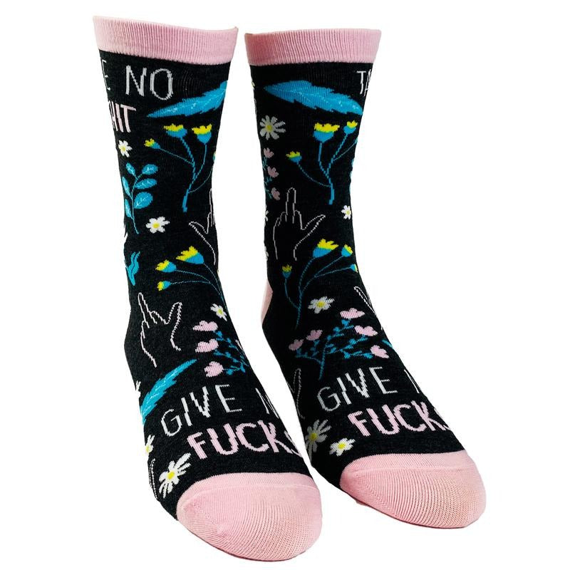 Women's Take No Shit Give No F*cks Socks Funny Badass Empowerment Novelty Graphic Footwear Funny Graphic Socks...