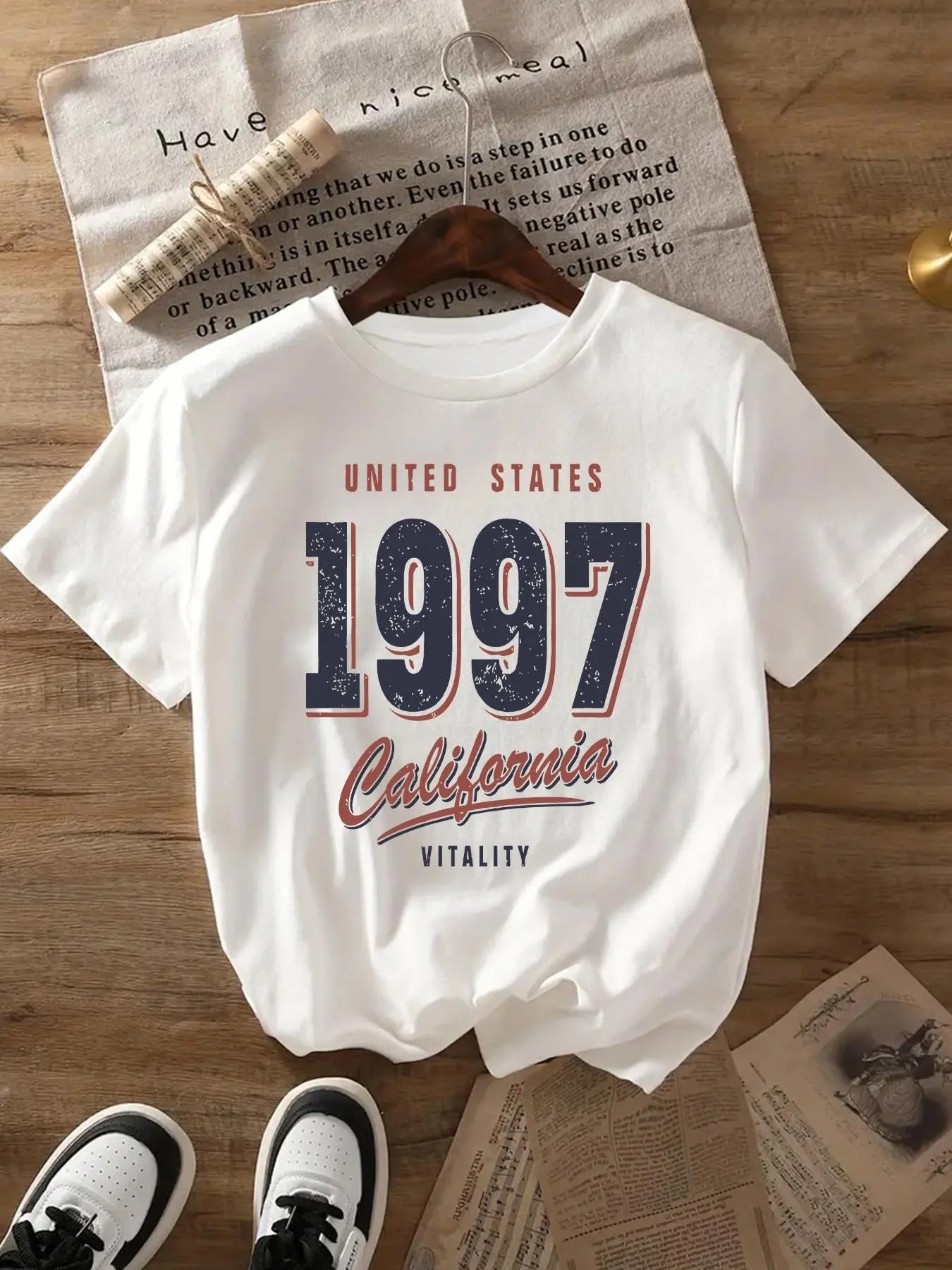 Women's Vintage 1997 Print Round Neck Tee, Casual Short Sleeve Crew Neck T-Shirt for Daily Wear, Ladies Clothes for All...