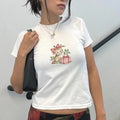 Women's Vintage Cute Cat Coquette Christmas Baby Tee - Casual, Comfort Cotton Top Hoodie, Sweatshirt | GrindPrints.com