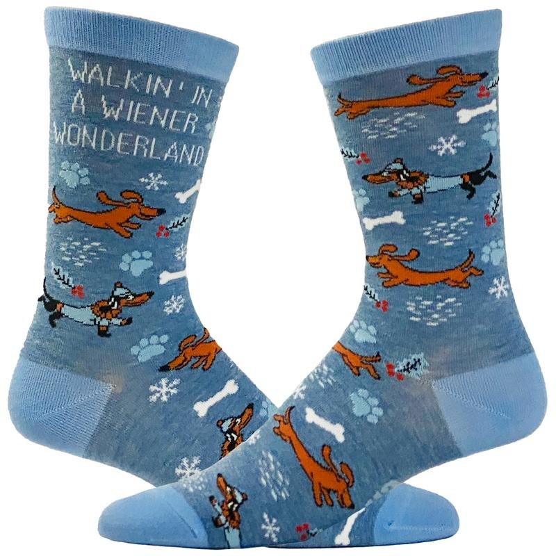 Women's Walkin In A Wiener Wonderland Socks Funny Winer Weather Christmas Dog Lover Footwear Funny Graphic Socks...