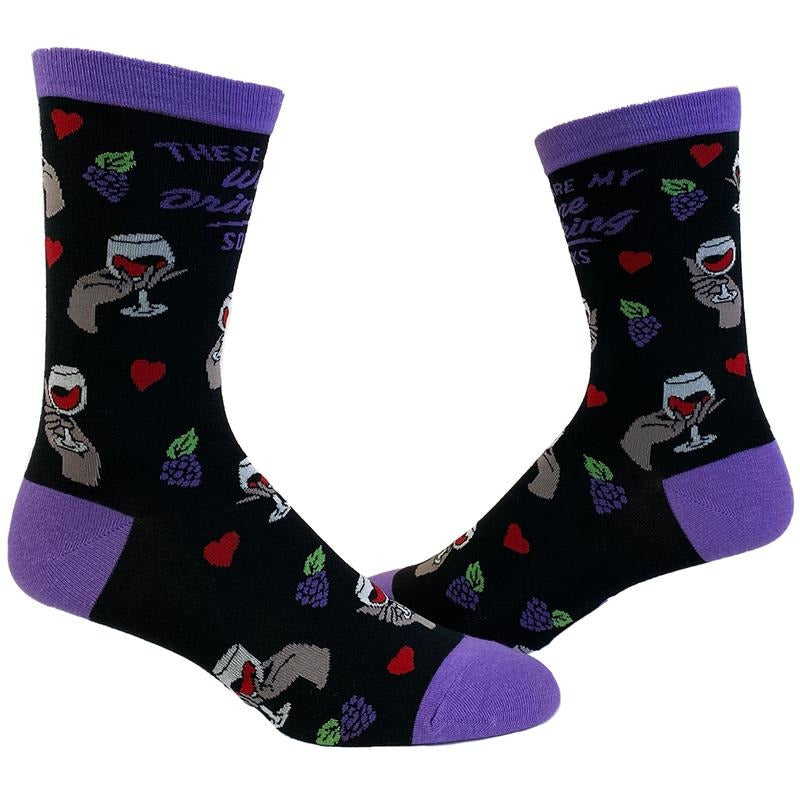 Women's Wine Drinking Socks Funny Vino Wine Lover Graphic Novelty Footwear Funny Graphic Socks Comfortable Fitted Spandex...