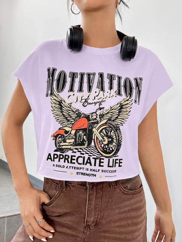 Women's Y2k Vintage Graphic Short Sleeve Tee Tops Crew Neck Crop Tops for Summer Going Out T Shirts Hoodie, Sweatshirt