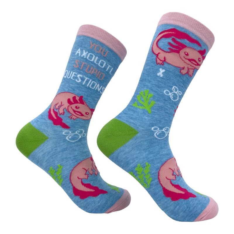 Women's You Axolotl Stupid Questions Socks Funny Cute Salamander Joke Footwear Funny Graphic Socks Comfortable Fitted...