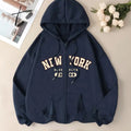 Women's Zip Up Hoodies Letter Print Drawstring Long Sleeve Sweatshirt Jacket with Pocket T-Shirts | GrindPrints.com