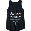 Womens Autism Mom Powered by Caffeine and Jesus- Christian Gift Tank Top MADE IN USA T-Shirts, Hoodie, Sweatshirt