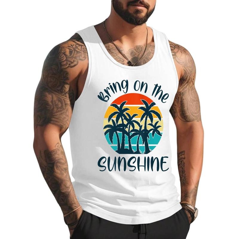 Womens BRING ON THE SUNSHINE Retro Vintage Sunset Beach Lover Quote Unisex Tank Top, Cotton, Size S-3XL T-Shirts, Hoodie,...