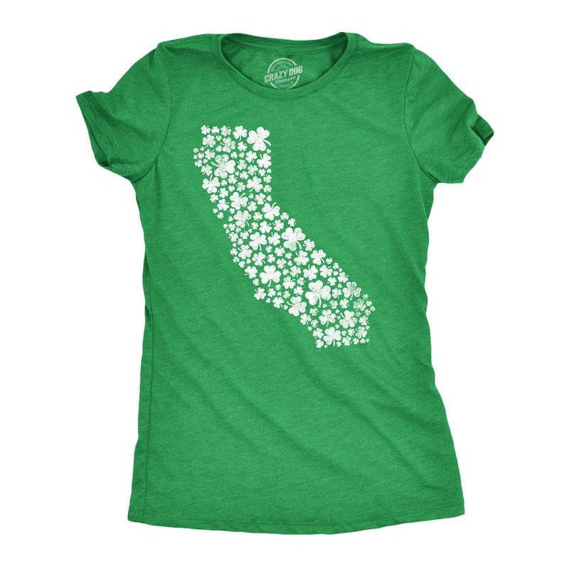 Womens California State Clovers T Shirt Funny St Pattys Day Parade Shamrocks Lovers Tee For Ladies Funny Womens T Shirts...
