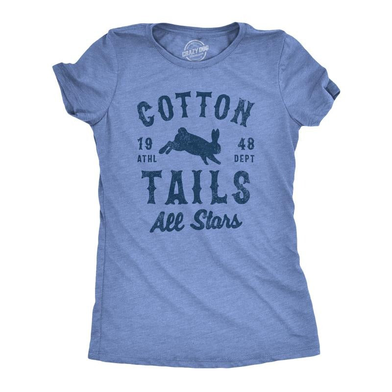 Womens Cotton Tails All Stars T Shirt Funny Easter Sunday Bunny Team Tee for Ladies Funny Womens T Shirts Cute Slimming...