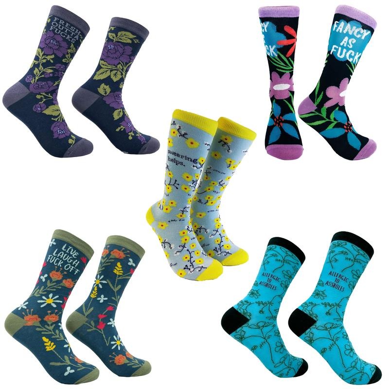 Womens Cute Swearing Socks Bundle 5 Pack Socks With Funny Graphics for Ladies Funny Graphic Socks Comfortable Fitted...
