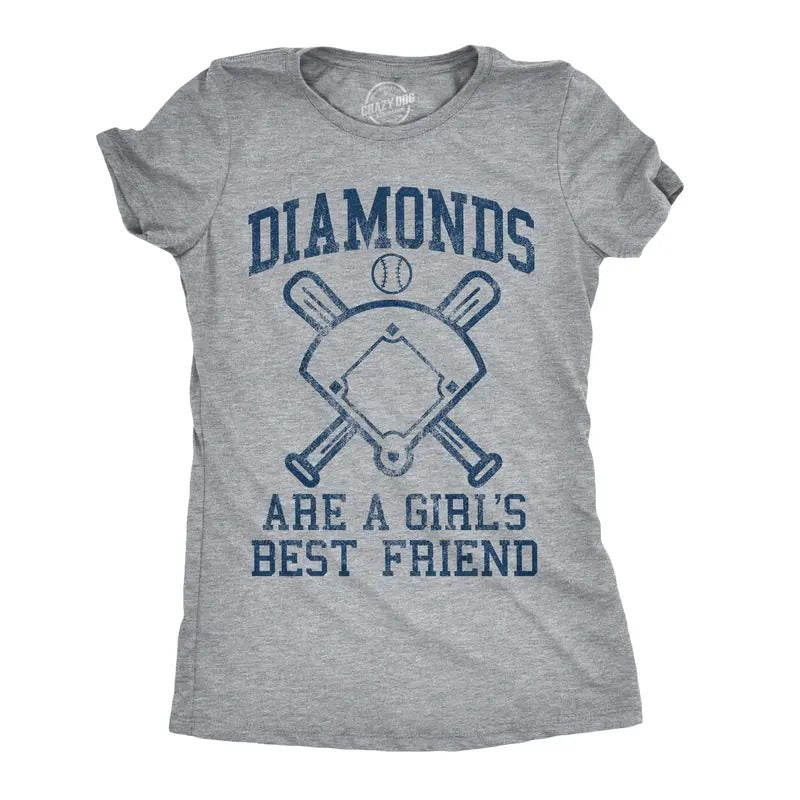 Womens Diamonds Are A Girls Best Friend T Shirt Funny Cute Baseball for Ladies Funny Womens T Shirts Cute Slimming Top...