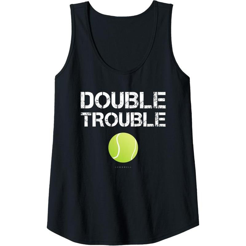 Womens Double Trouble Tanks - Funny Tennis Team Gift Tank Top T-Shirts, Hoodie, Sweatshirt | GrindPrints.com