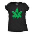 Womens Dripping Pot Leaf Smile T Shirt Funny 420 Weed Smoking Lovers Smiling Face Joke Tee For Ladies Hoodie, Sweatshirt