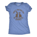 Womens Easily Distracted By Chocolate Bunnies T Shirt Funny Easter Sunday Novelty Graphic Tee for Ladies Funny Womens T...