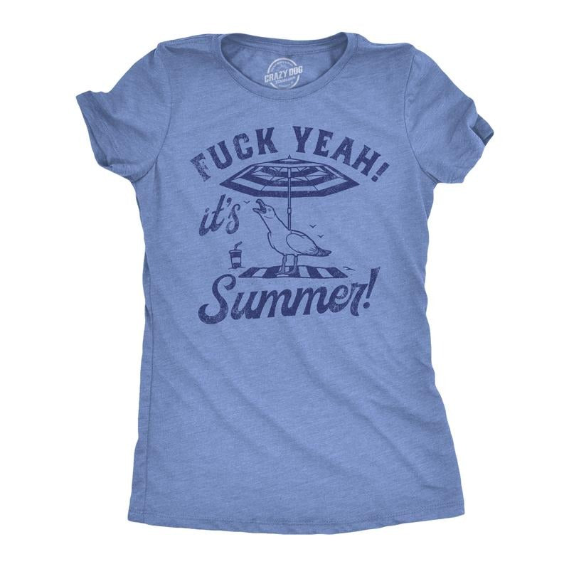 Womens F*ck Yeah Its Summer Funny T Shirt Sarcastic Vacation Tee For Ladies Funny Womens T Shirts Cute Slimming Top...