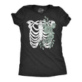Womens Floral Ribcage T Shirt Funny Halloween Skeleton Flower Ribs Tee For Ladies Funny Womens T Shirts Cute Slimming Top...