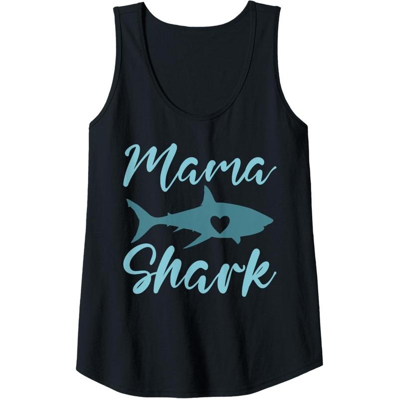 Womens Funny Mama Shark Mother's Day Mom Tank Top Made in USA T-Shirts, Hoodie, Sweatshirt | GrindPrints.com