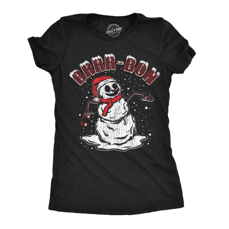 Womens Funny T Shirts Brrr Bon Sarcastic Christmas Drinking Tee for Ladies Funny Womens T Shirts Cute Slimming Top...